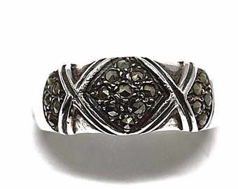 Vintage women's ring in marcasite and 925 silver