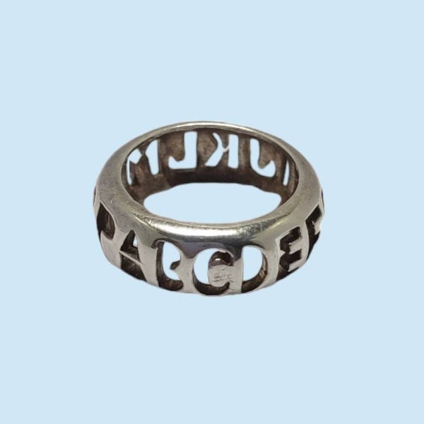 Bague anneau argent, bague homme, bague argent homme, bague alphabet, bague argent vintage, bague homme vintage, bague argent unisexe,