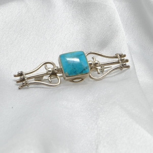 Turquoise brooch and sterling silver, vintage brooch