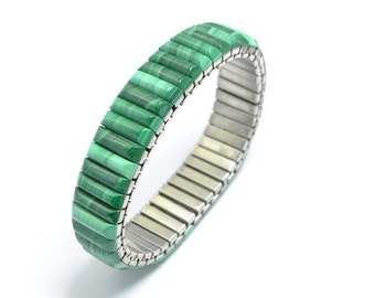 Malachite bracelet, extensible bracelet, boho bracelet, vintage bracelet, vintage jewelry, malachite jewelry, green stone, malachite stone