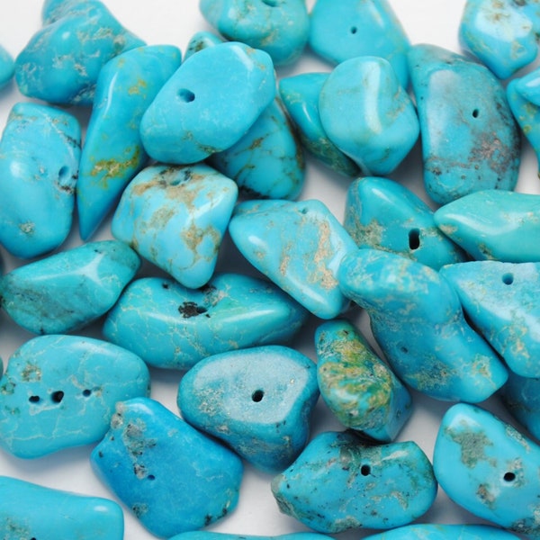 Perles turquoise véritable chips 2 cm pour créations