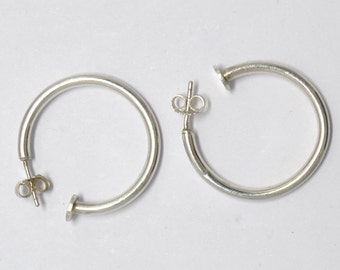 Silver /& Turquoise Semi-Hoop Earrings Silver Plated Studs 90/'s Vintage Hoop Earrings Pierced Ears Minimalist Made in the UK