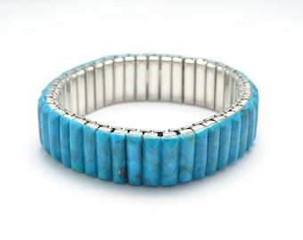 Natural turquoise extensible bracelet, vintage turquoise bracelet 80's