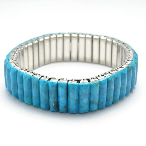 Bracelet extensible turquoise naturelle - bracelet turquoise - manchette