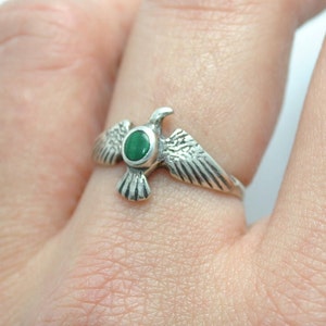 Silver eagle ring and malachite, malachite rings, eagle rings, vintage eagles, eagles jewelry, vintage jewelry, malachite jewelry, vintage image 7