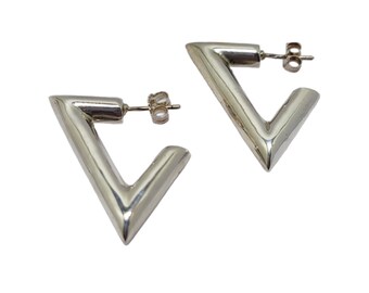 Vintage 1980s silver triangle earrings in 925 sterling silver
