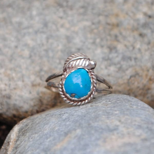 Bague Plume Turquoise Femme en Argent 925 - Élégance Naturelle