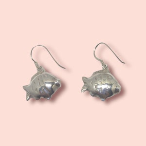 Fish silver earrings - vintage earrings - fish earrings - idea gift - christmas gift - vintage jewelries