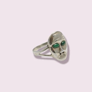 Face ring, malachite ring, sterling silver ring, vintage malachite ring, face men ring
