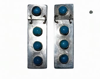 Genuine turquoise earring and sterling silver hand made