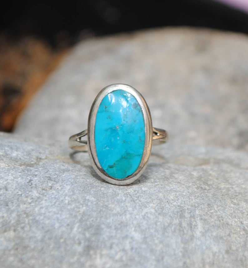 Native american turquosie oval ring silver native american | Etsy