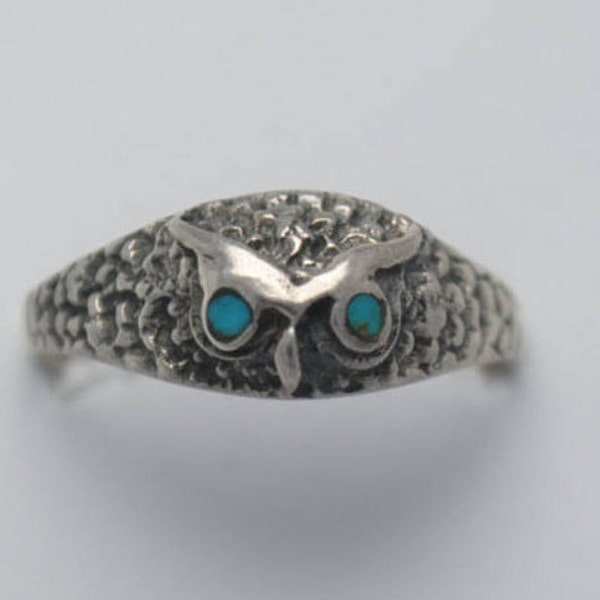 Bague hibou argent, bague hibou turquoise, bague petite fille, bague hiboux, bague argent hibou, bague en forme de hibou