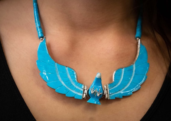 Flying Moveable Wings Vintage Navajo Eagle Native American Jewelry Silver Necklace Flying Moveable Wings Vintage Navajo Eagle Native American Jewelry Silver Necklace