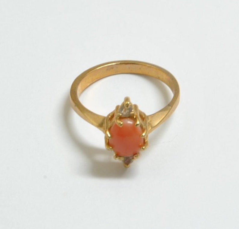vintage ring vintage coral ring angel skin coral vintage jewelry real coral Coral ring pink coral coral jewelry