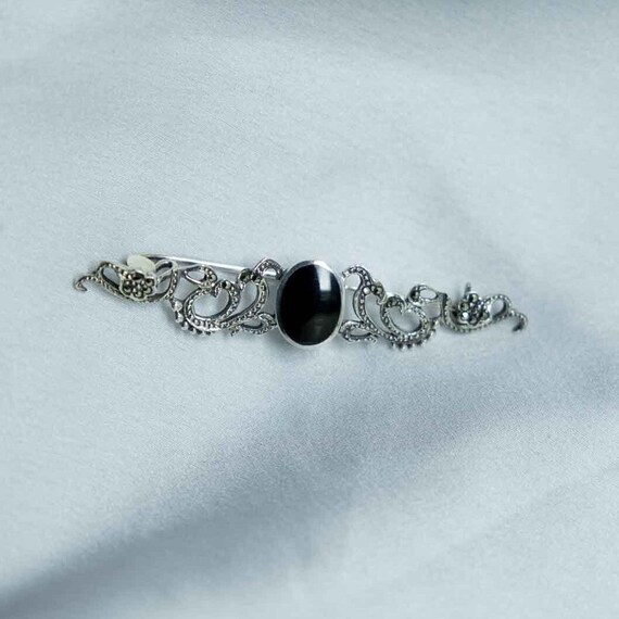 Broche Ancienne En Argent Massif 925 Et Marcassite - Bijou Vintage Occasion