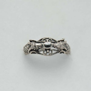 Bague bélier argent et hématite, bague femme, bague vintage, bague pierre grise, bagues argent, bague fine argent, bague femme vintage