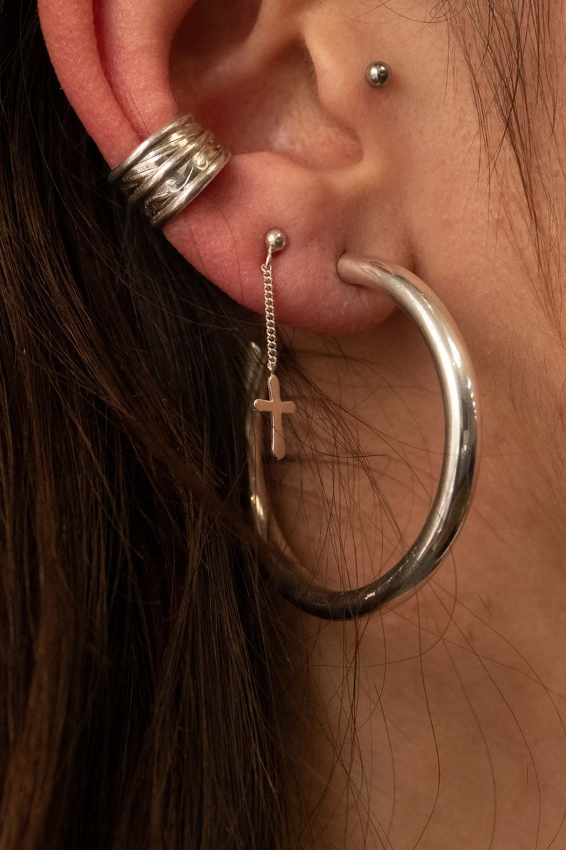 Boucles d'oreilles manchette cartilage , bijoux d'oreille en argent, bague d'oreille en argent image 9