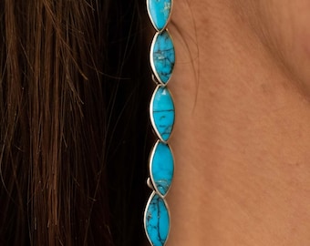 Turquoise earrings and sterling silver vintage dangling