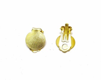 Gold-plated clip-on earring findings, 13mm