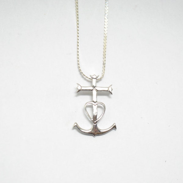 Collier pendentif ancre de bateau en argent 925