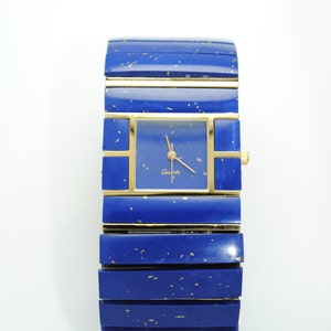 Vintage Santa Fe lapis lazuli blue rectangular women\'s watch, working Longines Women main image 3