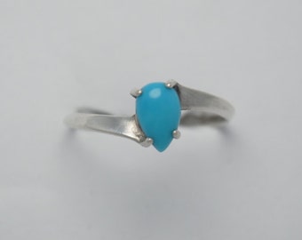 Bague turquoise - bague vintage - bague ethnique - bague navajo - bague goutte - bague amérindienne - bijoux turquoise - bague bleue