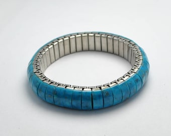 Bracelet extensible turquoise naturelle - bracelet turquoise - bracelet bohème - bracelet manchette