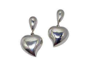 Vintage heart-shaped dangle earrings in 925 silver