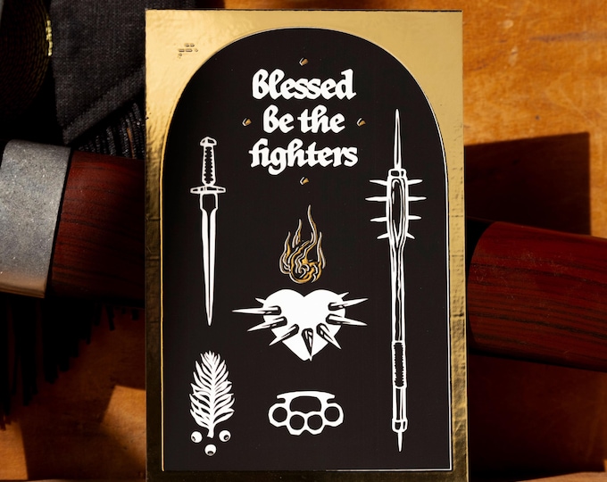 Blessed Be The Fighters-Fundraiser-Art Print-Cabinet Card-Gold Foil-Cancer Fighters