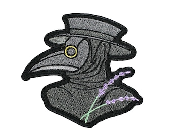 Plague Doctor-Lavender-Embroidered-Iron On-Sew On-Patch
