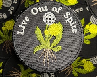 Live Out Of Spite-Dandelion-Machine Embroidered-Iron On-Sew On Patch