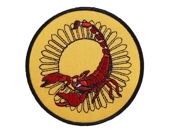 Scorpion-Red-Gold-Black-Iron On-Embroidery Patch