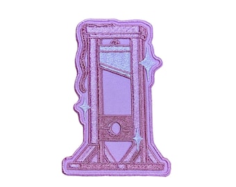 Pink-Starburst-Guillotine-Artist Made-Embroidered-Machined Embroidered-Iron On-Sew On-Patch