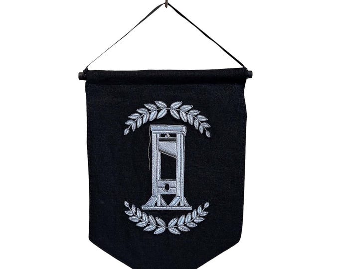 Guillotine-Laurel-Embroidered-Linen-Wall Hanging-Home Decor