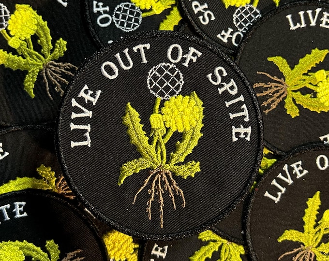 Live Out Of Spite-Dandelion-Machine Embroidered-Iron On-Sew On Patch