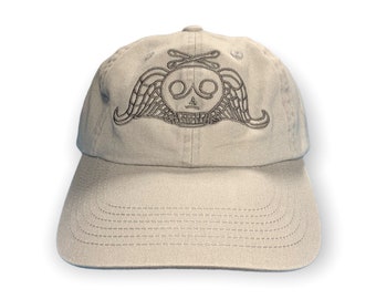 Death's Head-Embroidered-Cemetery-Light Grey Unstructured Dad Hat