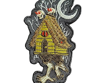 écusson à coudre Baba Yaga Hut-folklore-broderie-fer