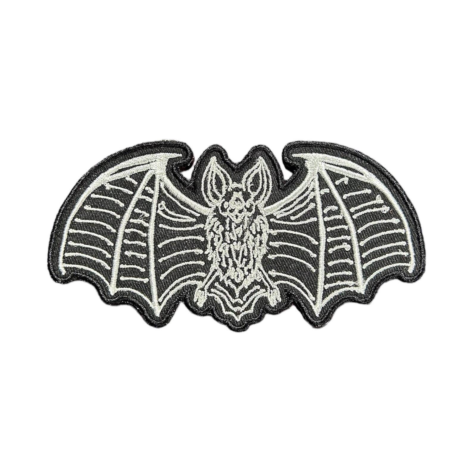 Midnight Bats Silver Screen Print Back Patch Goth, Punk, Skull