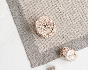 Linen Waffle Bathroom Mat Washable Natural Organic Quick Dry Rug Farmhouse Rustic Bath Accessory