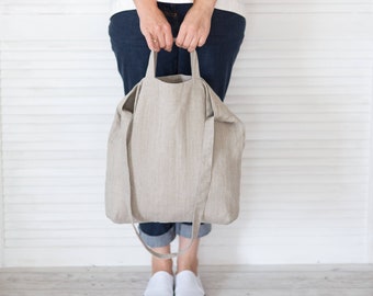 Natural linen tote bag, Zero waste bag, Cross body bag, Grocery tote, Vegan bag, Shoppers bag, Market tote, Diaper bag