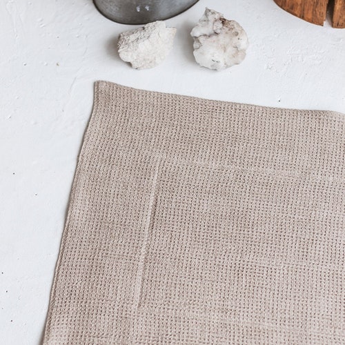 Pure Linen Bath Mat Waffle Weave Natural Earthy Vegan Bathroom - Etsy