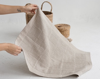 Pure linen waffle bath mat rustic farmhouse bathroom decor