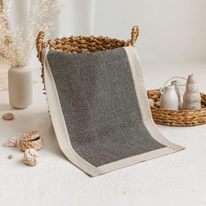 French Style Linen Bath Mat, Thick Linen Bathroom Mat, Double