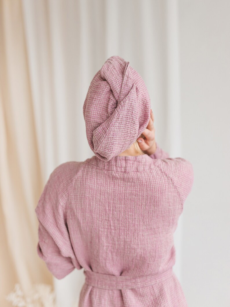 Linen Hair Towel Waffle Weave Easy Wrap Super Absorbent Anti Etsy