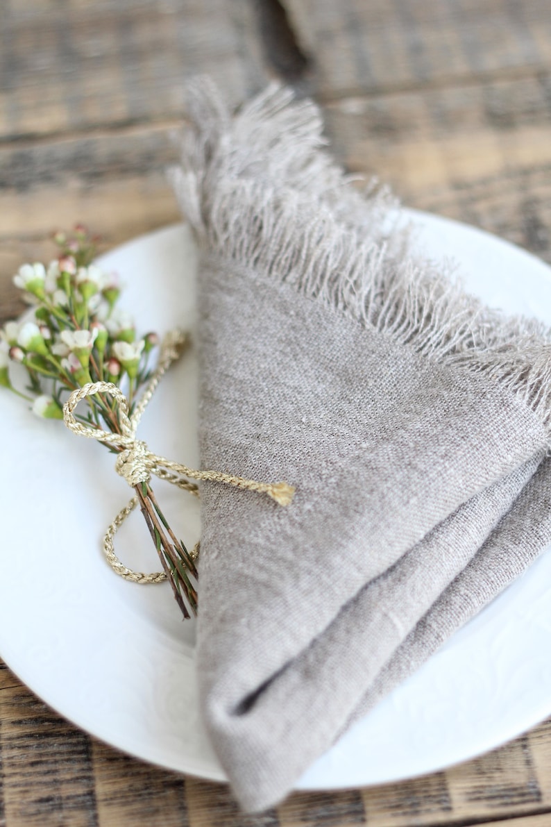Bulk linen fringed napkins set of 2468 Farmhouse linen Etsy