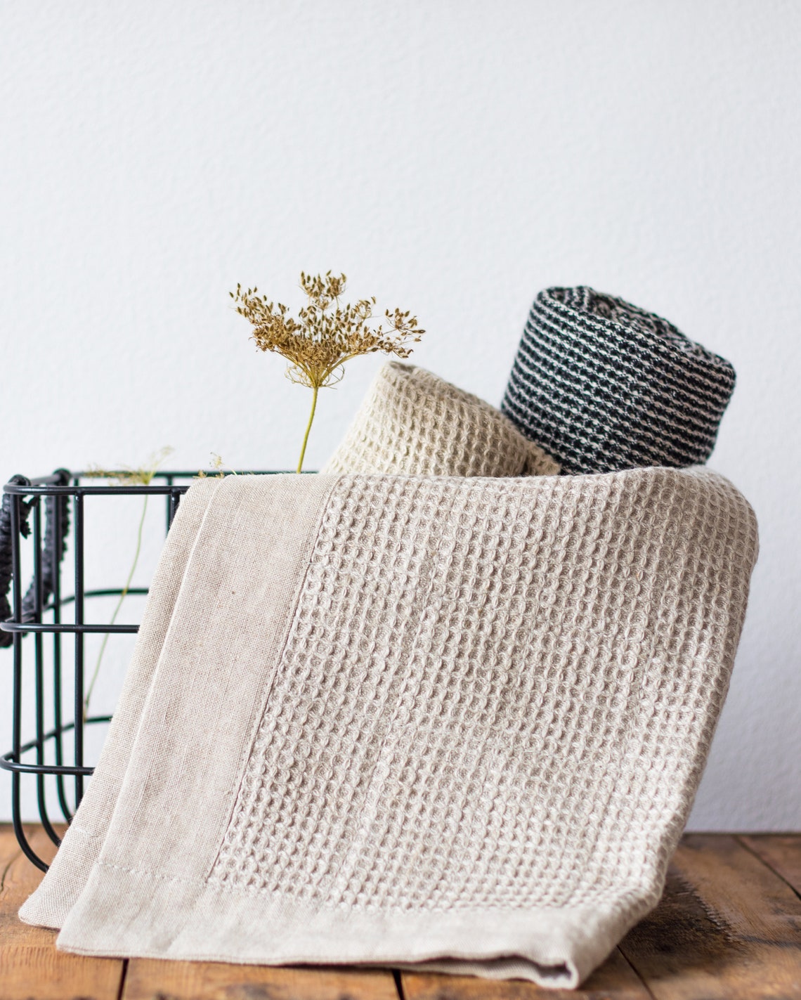 Pure Linen Waffle Bath Mat Rustic Farmhouse Bathroom Decor | Etsy