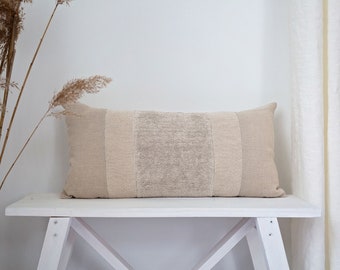 Natural linen lumbar pillow cover decorative throw pillow