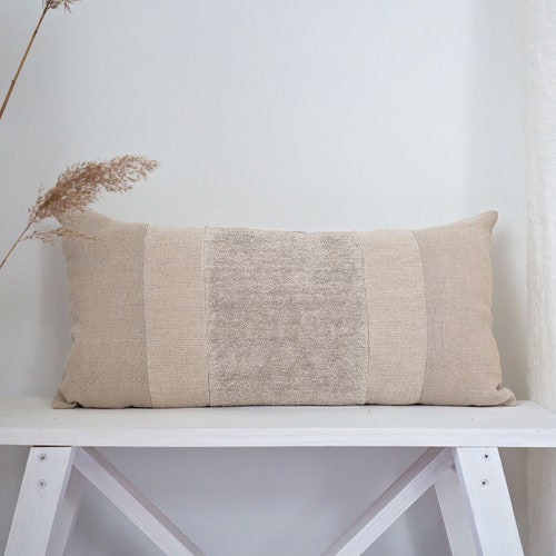 Natural Linen Lumbar Pillow Cover Decorative Throw Pillow Etsy Australia