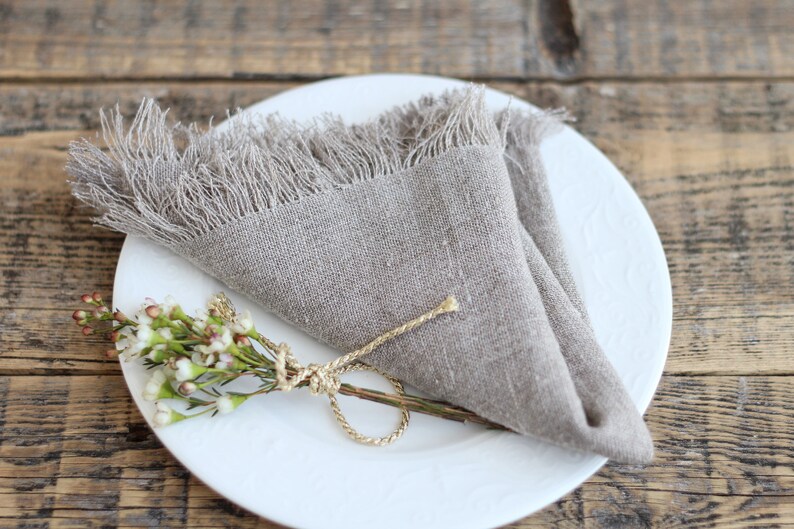 Bulk linen fringed napkins set of 2468 Farmhouse linen Etsy