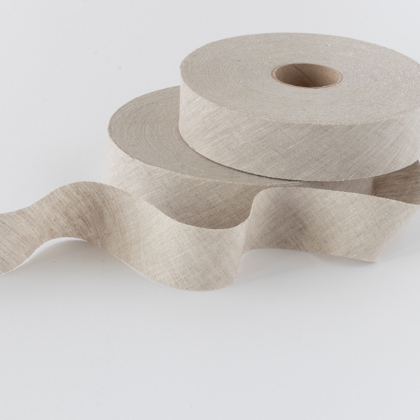 Unfolded linen bias tape for sewing, 100% flax bias tape binding